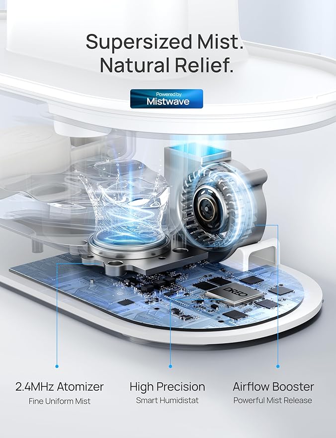 Humidifiers for Bedroom - DREO Quiet (4L Water Tank) Cool Mist Top Fill Essential Oil Diffuser for Home, Smart App & Voice Control, Rapid Ultrasonic Humidification Baby Nursery and Plants, Blue - Image 8