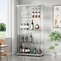 Yoluckea 4 Shelves Glass Display Cabinet with 2 Doors, Curio Collection Glass Display Case for Home Office, Floor Standing Bookshelf Corner Cabinet for Book, Toys, Glory (White) by Yoluckea