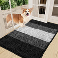 Smiry Dog Door Mat for Muddy Paws, Absorbs Moisture and Dirt, Low-Profile Entryway Mat with Non-Slip Backing, Entry Indoor Outdoor Doormat for Inside Floor (36x24 Inches, Black, Striped) by Smiry