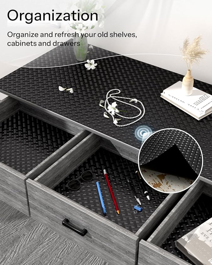 Shelf and Drawer Liner for Kitchen Cabinet, Non-Adhesive 12in x 360in Waterproof Contact Paper Refrigerator Liners Thickened Durable EVA Material Non Slip Mat for Dresser Cupboard Pantry Protector - Image 5
