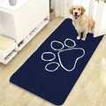 OLANLY Dog Door Mat for Muddy Paws 47x24, Paw Print Design, Absorbs Moisture and Dirt, Absorbent Non-Slip Washable Doormat, Quick Dry Chenille Mud Mat for Dogs, Entry Indoor Entryway Carpet, Navy Blue by OLANLY