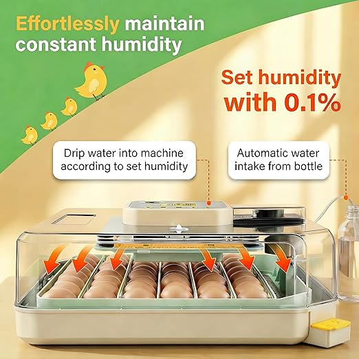Sailnovo 48 Egg Incubator for Hatching Eggs with Precise Temp & Humidity Control,Auto Egg Turning, 360°Viewing, Egg Candler,Incubator for Chicken Eggs/Duck/Quail/Turkey,Ideal for Farm/School/Lab,Green - Image 2