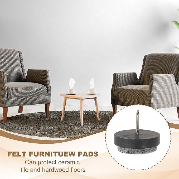 PATIKIL 28 mm Nail-on Felt Pads, 72 Pcs Round Felt Furniture Sliders Pads Heavy Duty Floor Protectors for Wooden Chair Sofa Cabinet Table Leg Feet Hardwood Floors, Black - Image 4