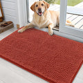 OLANLY Dog Door Mat for Muddy Paws 36x24, Absorbs Moisture and Dirt, Absorbent Non-Slip Washable Doormat, Quick Dry Chenille Mud Mat for Dogs, Entry Indoor Entryway Carpet for Inside Floor, Maple Red by OLANLY