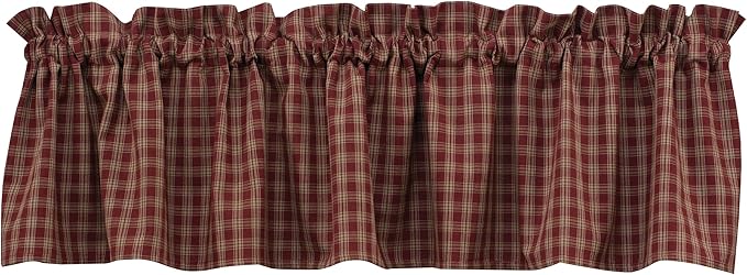 Park Designs Farmhouse Kitchen Valances for Windows - Sturbridge Red | Fall Decor Window Valance Curtains | Plaid Curtain Valances for Windows | Ideal for BOHO Living Rooms & Bathrooms | 72" x 14" by ParkDesigns