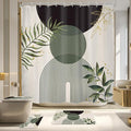 4 PCS Dark Green Boho 72Wx72H Shower Curtain Set Modern Mid Century Leaves Plant Bath Rug Toilet Lid Cover Nonslip U Shape Mat Quick Dry Accessories Bathroom Decor with 12 Hooks by MitpokBrand