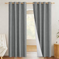 NICETOWN 100% Absolutely Blackout Linen Curtains with Thermal Insulated White Liner, Dove Grey, W52, 2 Pieces, Noise Reducing Textured Linen Look Curtains for Windows 120 inch Length for Classroom by NICETOWN