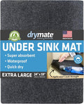 Drymate Premium XL Under Sink Mat, Waterproof Cabinet Protection Mats for Kitchen & Bathroom, Absorbent Shelf Liners, Slip-Resistant, Non-Adhesive, Machine Washable (USA Made)(24”x59”)(Charcoal) by Drymate