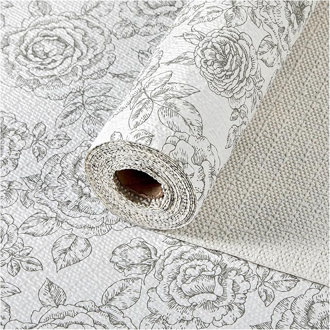 Drawer and Shelf Liner, Non-Slip Kitchen Cabinet Liners Non-Adhesive Thick Strong Grip Waterproof Washable Mats Protect Dresser Shelves Cupboard Bathroom Cabinets, Rose, 24 in X 30 FT by ALIUNI