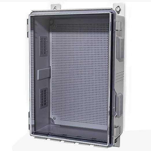 ABS Electrical Junction Box, Ventilated Design, Cable Grommets, IP65 Waterproof Enclosure, Indoor/Outdoor Use with Mounting Panel.. (Clear Cover, 17.7"x13.7"x7.9") by ANIMACYN