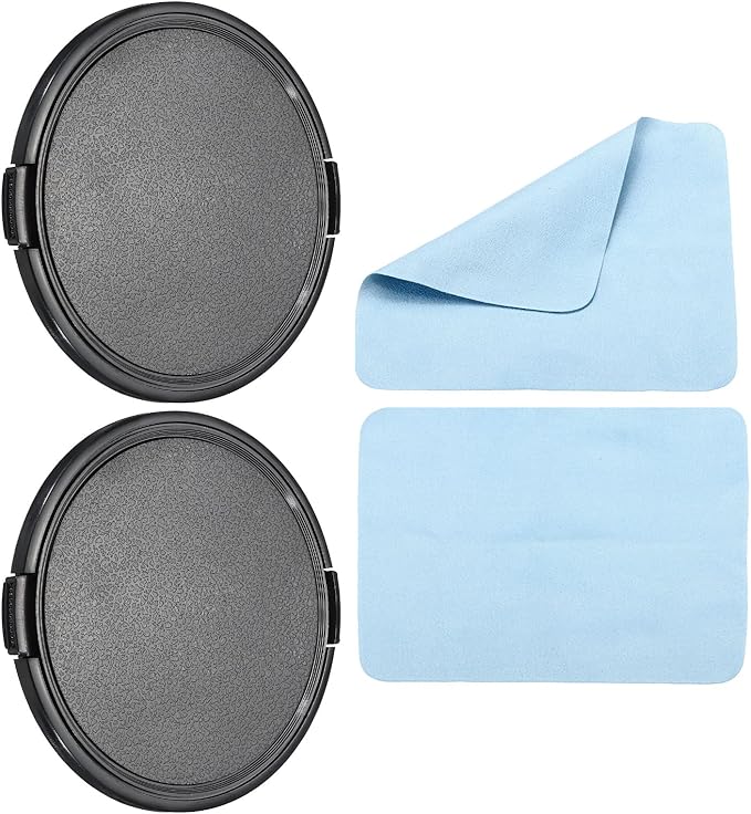 PATIKIL Camera Lens Cap, 2 Pack Sides Pinch Front Lens Cover with Microfiber Cleaning Cloth for 86mm Thread Universal DSLR Lenses for Nikon, for Fujifilm, for Pentax, for Leica by PATIKIL