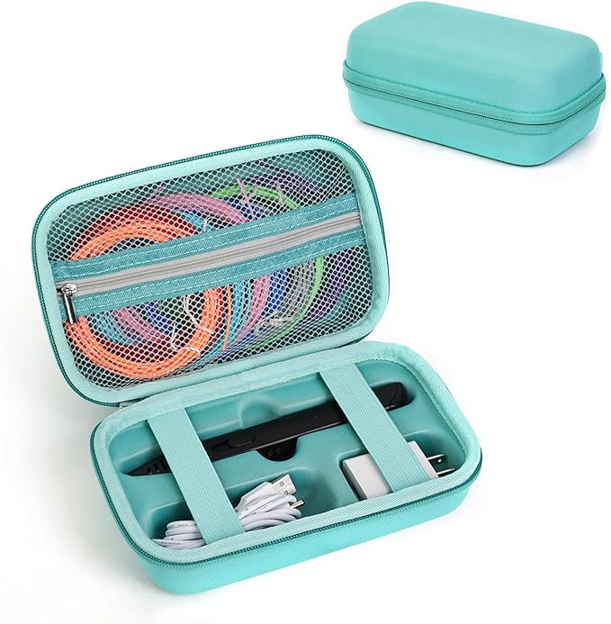 Case Compatible with 3Doodler Start+ Essentials for 3D Pen Set for Kids, Carrying Holder Fit for Printing Pens, Storage Organizer for Printing Filament Refill, Micro-USB Charger (3D-02-Light Blue) by TATAVR