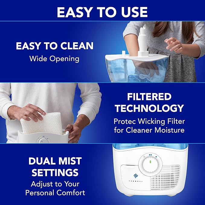 Vicks Filtered Cool Mist Humidifier, Medium Room, 1.1 Gallon Tank - Humidifier for Baby and Kids Rooms, Bedrooms and More, Works with Vicks VapoPads - Image 7