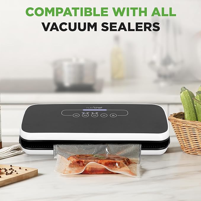 NutriChef Vacuum Sealer Bags 11x50 Rolls 2 pack for Food Saver, Seal a Meal, NutriChef, Weston. Commercial Grade, BPA Free, Heavy Duty, Great for vac storage, Meal Prep or Sous Vide - Image 5