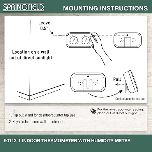 Springfield Color Track Humidity Meter and Indoor Thermometer, Analog Weather Station for the Bedroom, Nursery, Storage, and Inside the Home - Image 5