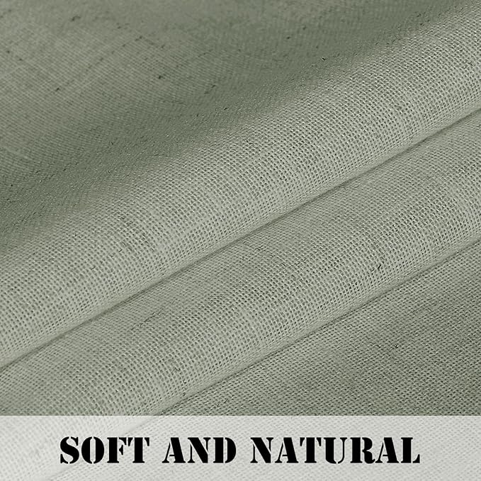 H.VERSAILTEX Linen Curtains Elegant Natural Linen Semi Sheer Curtains Energy Light Filtering Rod Pocket Window Treatments Panels for Living Room (Set of 2, Sea Grass, 52 inch W X 72 inch L) - Image 4