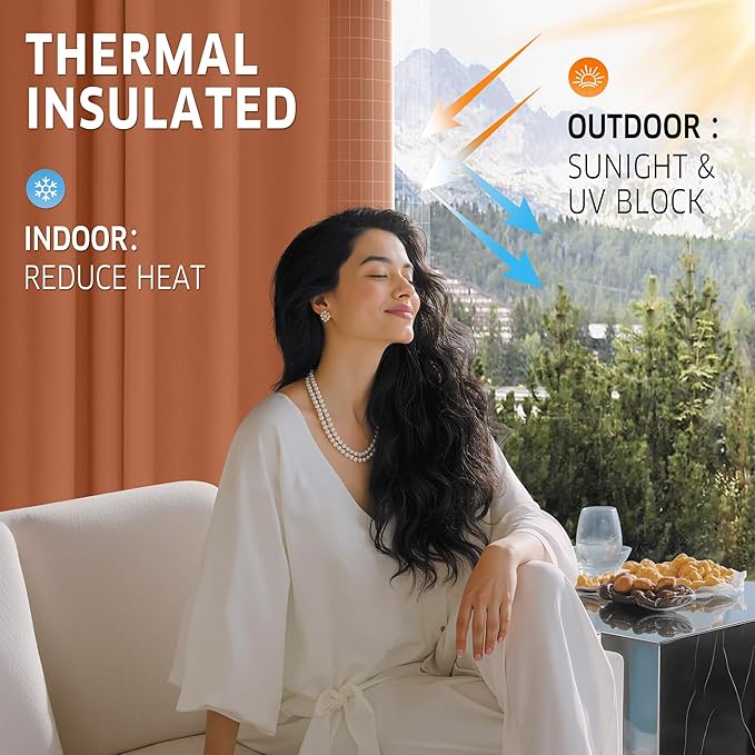 RYB HOME Outdoor Curtains for Patio Waterproof Tab Top Block Sunlight Thermal Insulated Privacy Assured Thick Outside Curtains for Deck, Balcony, Pool, W52 x L108, Mecca Red, 1 Panel - Image 4