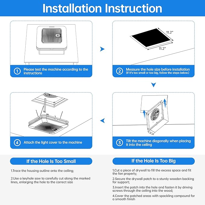 Bathroom Exhaust Fan with Bluetooth Speaker, 230 CFM 1.0 Sone Bathroom Exhaust Fan with Light, 3 Dynamic Light, 7 LED Color, 3 Color Temperatures, Nightlight,Remote, Easy Install - Image 6