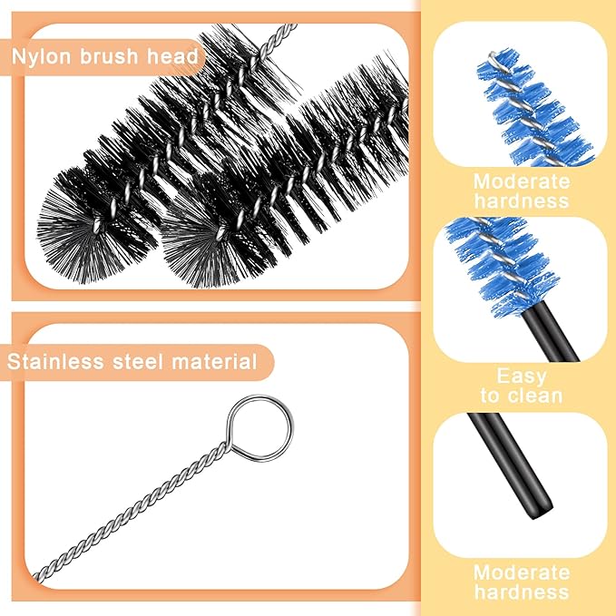 62 Pieces 3 Size Hummingbird Feeder Cleaning Brush Mini Nylon Tube Brush Set Nylon Hummingbird Feeder Parts Cleaning for Bottles, Tubes, Jars, Bird(Black) - Image 3