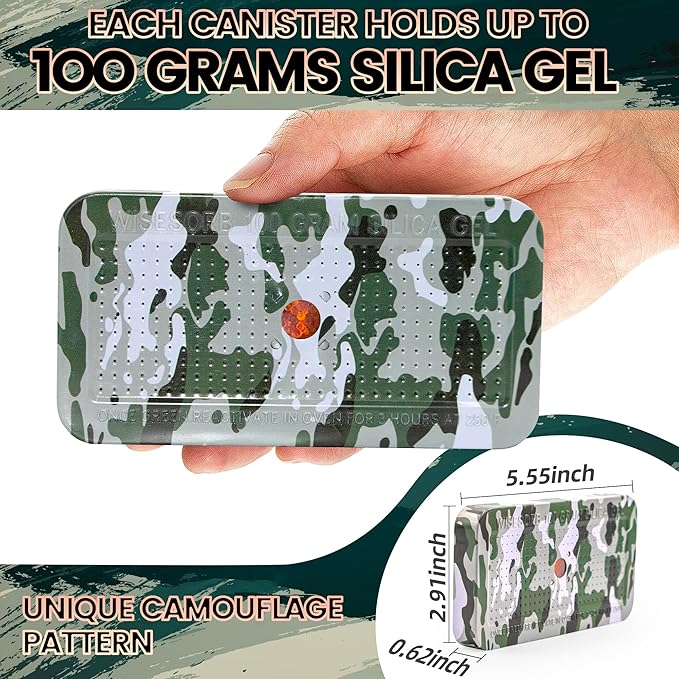 100 Gram Gun Safe Dehumidifier, Pack of 7 Camouflage Pattern Reusable Silica Gel Packets Desiccant, Moisture Absorbers Dehumidifiers for Room, Bathroom, Basement (Orange to Green) - Image 3