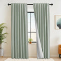 RYB HOME Light Green Curtains 100% Blackout, Linen Window Treatment Panels Thermal Insulated, Privacy Drapes for Living Room/Bedroom/Nursery, Rod Pocket & Back Tab, 2 Panels, W52xL84 by RYBHOME