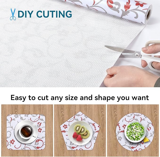 18" W x 96" L Floral Drawer and Shelf Liner for Cabinets, Non-Adhesive Strong Grip Non-Slip Flower Shelf Cabinet Kitchen Shelf Liners for Kitchen Cabinets - Image 4