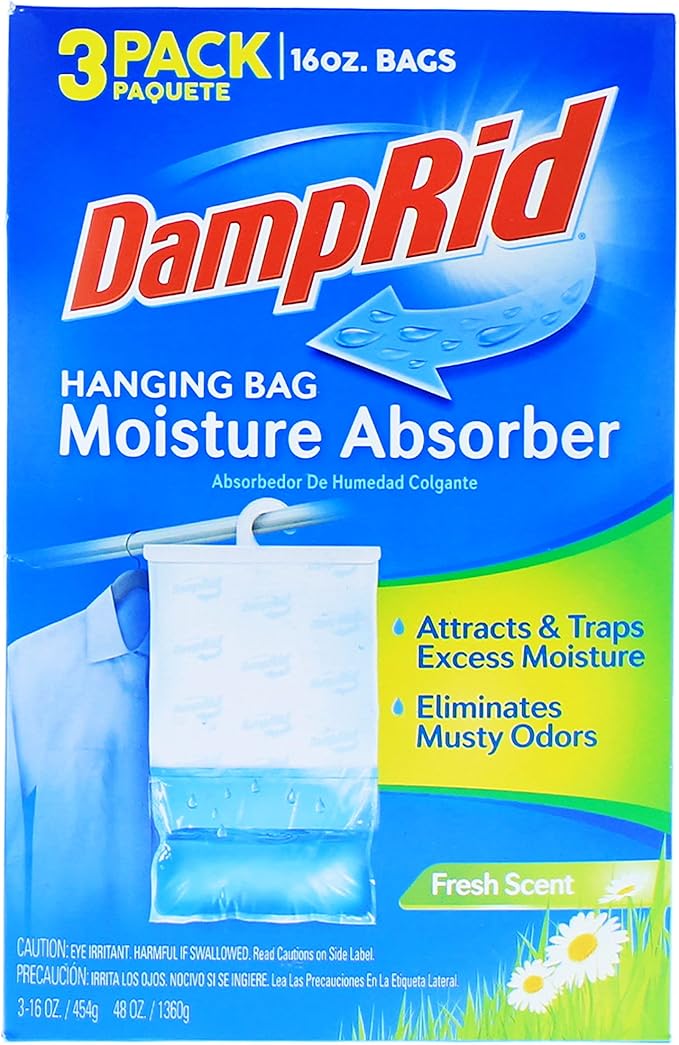 DampRid Hanging Bag, Moisture Absorber, Pack of 3 (16 oz. ea.), 3 Pack, Blue - Image 3