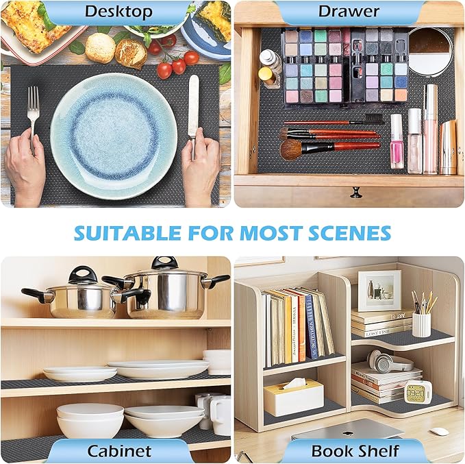 Drawer Liners, Waterproof Shelf Liner, Anti-Slip Non-Adhesive BPA Free Kitchen Cupboard Cabinet Liner Refridge Fridge Mats Sink Protector Strong Durable for Home (Grey/19.7in x 20Ft) - Image 5