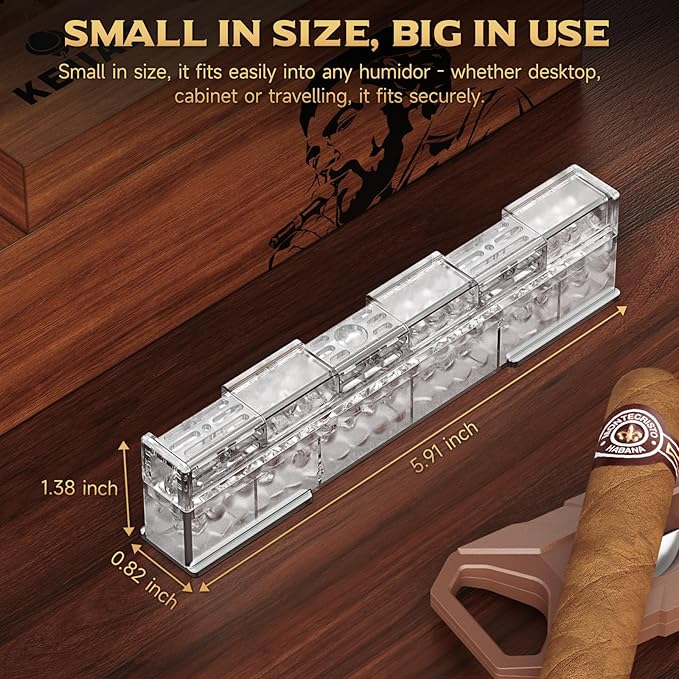Cigar Humidifier, 2-Piece Slide Controlled Humidity Release Crystal Gel Cigar Humidor Humidifier, Reusable Humidor Accessories, Ideal Cigar Accessories for Men Gift Set - Image 2