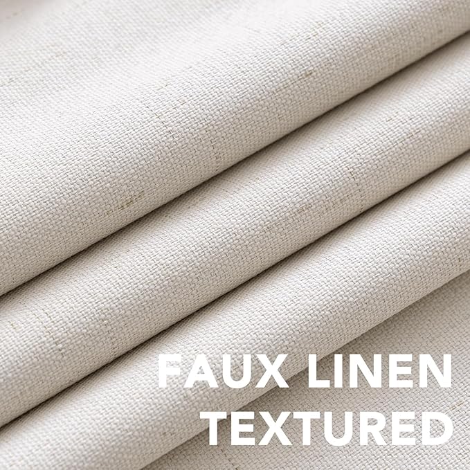 H.VERSAILTEX Linen Curtains 100% Blackout Curtains for Bedroom 102 inch Long Full Light Blocking Nature Linen Blended Window Curtains for Living Room Nickel Grommet (2 Panels, Ivory) - Image 4