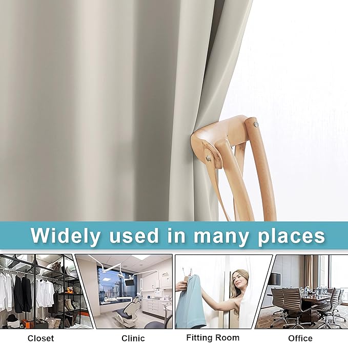 RYB HOME Temporary Doorway Curtains Blackout Privacy Room Divider Curtains Portable Drapes for Closet Wall Panel for Bedroom Living Room Dining Basement Window, W 60 x L 108 inches, Natural - Image 5