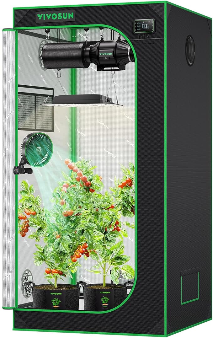 VIVOSUN S276 32"x32"x63" Grow Tent, High Reflective Mylar with Observation Window and Floor Tray for Hydroponics Indoor Plant for VS1500 by VIVOSUN