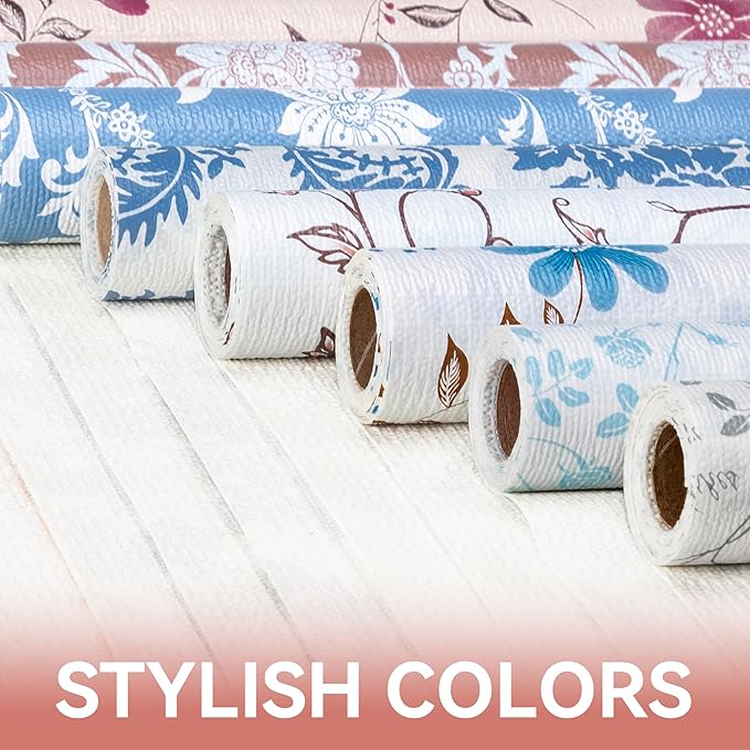 RAY STAR Shelf Liner, Non Adhesive Blue Floral Kitchen Cabinet Liner for Pantry Drawer, Strong Grip Non Slip Waterproof, Durable Shelf Liners for Kitchen Cabinets Cupboard 12 Inch x 10 FT (4 Rolls) - Image 9