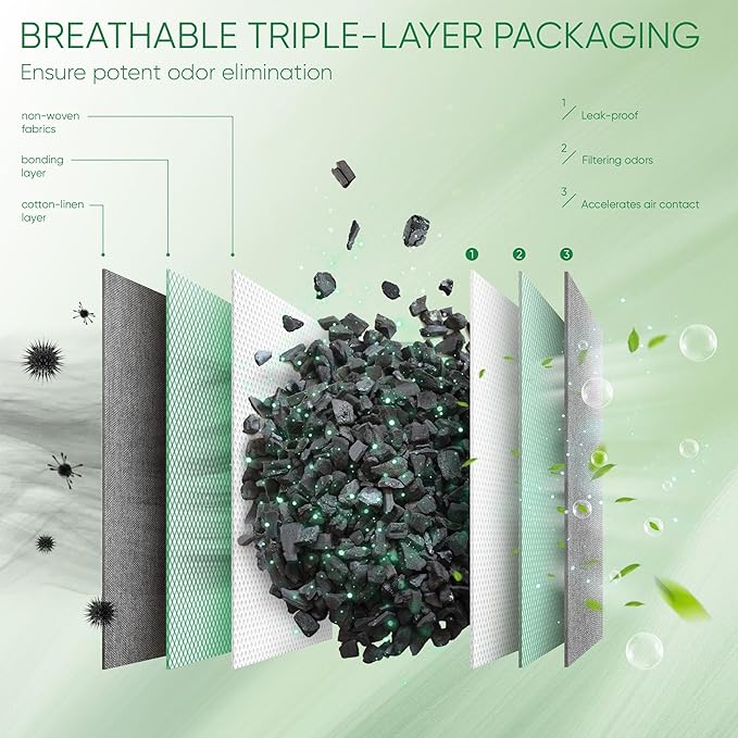 Activated Charcoal Odor Absorber,6 Pack Nature Odor Eliminator for Shoes, Bamboo Charcoal Air Purifying Bags,Shoe Deodorizer and Moisture Absorbers for Fresh Sneakers,Shoe Smell Remover - Image 4
