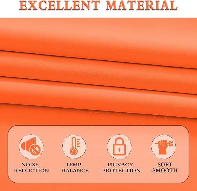 2Panels Vibrant Orange Blackout Thermal Insulated Curtains for Bedroom,Hallowmas Pumpkin Orange Curtains 80 Inch Length for Closet Door Doorway Curtain Panels,52" Wide x 80" Long - Image 4