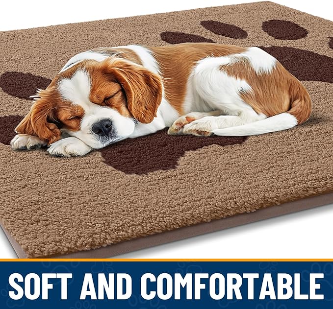 Smiry Dog Door Mat for Muddy Paws, Absorbs Moisture and Dirt, Low-Profile Entryway Mat with Non-Slip Backing, Entry Indoor Outdoor Doormat for Inside Floor (70x24 Inches, Beige, Paw) - Image 4