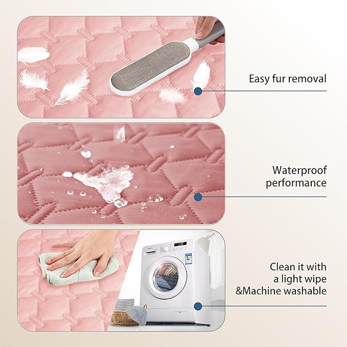 gogobunny 3X Stronger Waterproof Pet Blanket, Scratch Proof Furniture Protector for Dogs Cats, Reversible Cover 82x82 Inch, Dark Pink/Light Pink - Image 8