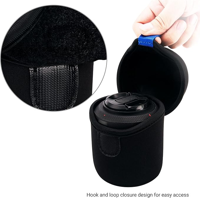 JJC Water Resistant Neoprene Camera Lens Pouch Case, Fold-Over Lens Bag for Mirrorless Lenses Up to 3.1 x 3.1 (D X H) for Sony FE 50mm f/1.8, Canon RF 35mm f/1.8, Fujifilm XF 23mm f/1.4 etc. - Image 4