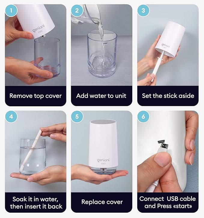 GENIANI Portable Cool Mist Humidifiers for Bedroom & Office - Ultrasonic Humidifier for Home, Baby, Small Room with Auto Shut Off, 250ML Easy to Clean Water Tank - Image 7