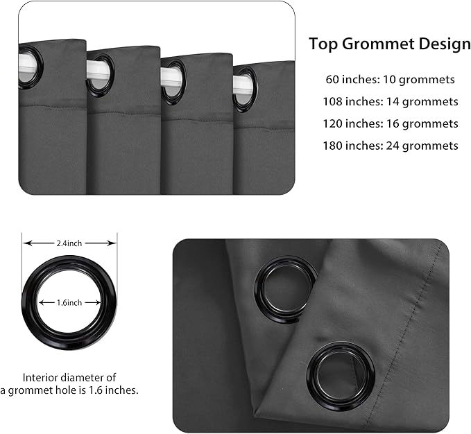 BONZER Room Dividers Curtain - Room Darkening Privacy Noise Reduce Thermal Insulating Window Curtains for Bedroom Living Room Doorway, 84L x 60W Inch (7L x 5W ft), 1 Panel, Dark Grey - Image 2