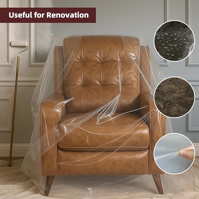 Yotelab Plastic Furniture Cover for Moving, Plastic Chair Covers Protector, Waterproof Couch Cover for Storage, Clear Moving Bags for Recliner Armchair Patio Chair, 42Wx34Dx65H/48H Inches (No Seal) - Image 6