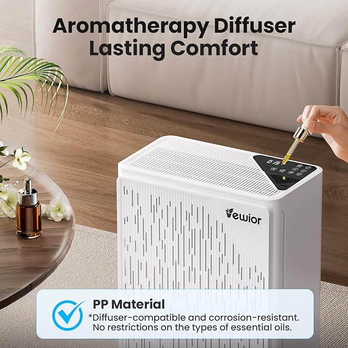 Air Purifiers for Home Large Room up to 2535ft², VEWIOR H13 True HEPA Air Cleaner for Bedroom with PM2.5 Display Auto Air Quality Sensor, Fragrance Diffuser for Wildfire Smoke Pet Hair Dust - Image 4