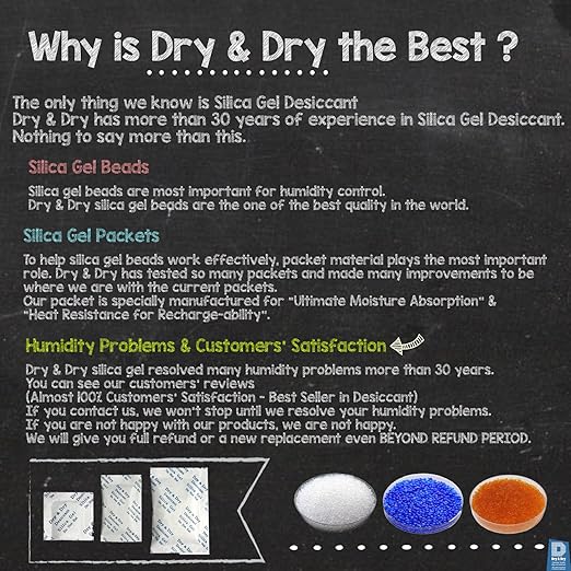 Dry & Dry 5 Gram [250 Packets] Premium Silica Gel, Desiccant Packs, Silica Packets - Rechargeable Silica Gel Packets, Silica Gel, Silica Gel Packs - Image 7