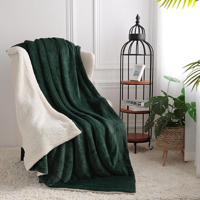 Waterproof Queen Size Blanket for Bed 60''x80'', 3 Layer Lightweight and Stain Proof Bed Blanket Water Proof & Dogs, Blankets Waterproof - Sherpa Cover Mattress Protector(Emerald Green) - Image 6
