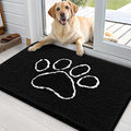 OLANLY Dog Door Mat for Muddy Paws 36x24, Paw Print Design, Absorbs Moisture and Dirt, Absorbent Non-Slip Washable Doormat, Quick Dry Chenille Mud Mat for Dogs, Entry Indoor Entryway Carpet, Black by OLANLY