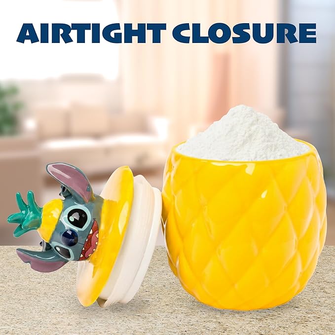 Silver Buffalo Disney Lilo and Stitch Pineapple Tropical 3D Sculpted Ceramic Cookie Snack Candy Jar (Medium) - Image 6