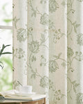 jinchan Linen Curtains Floral Curtains 96 Inch Length for Living Room Bedroom Light Filtering Rod Pocket Back Tab Farmhouse Curtains Flax Linen Texture Window Drapes Set 2 Panels Green on Linen by JINCHAN