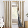 NICETOWN Farmhouse Style 100% Blackout Cream Linen Curtains 90 inches Length, 2 Panels, 52" W, Room Cooling Window Draperies with Thermal Insulated Liners for Dining Room by NICETOWN