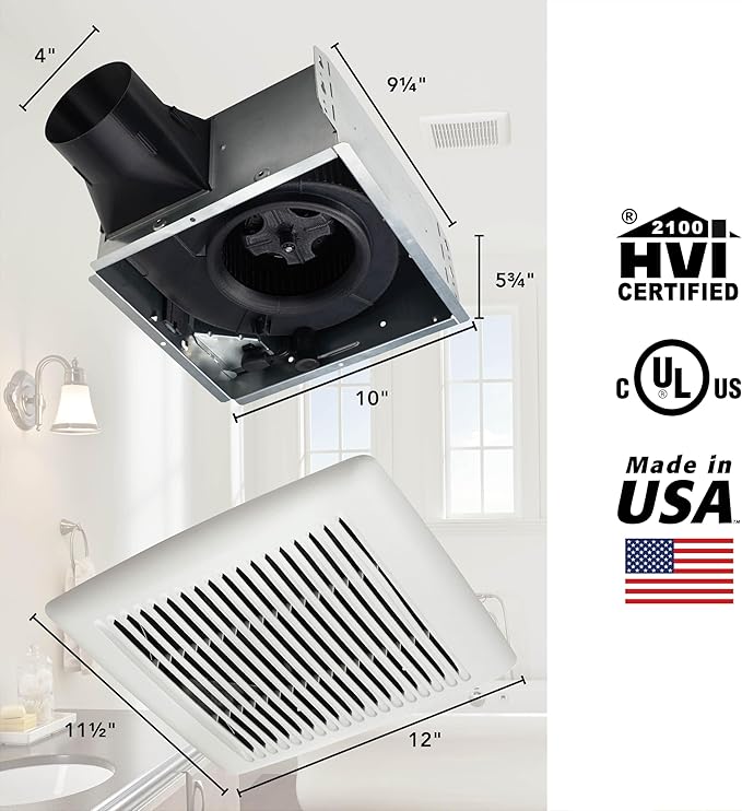 Broan-NuTone A110 Ventilation Fan with Roomside Installation, 110 CFM, 3.0 Sones,White - Image 3
