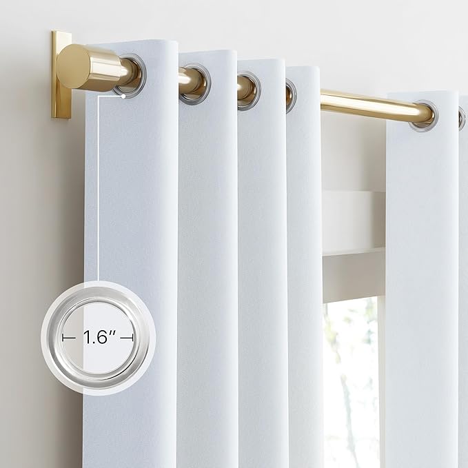 NICETOWN Farmhouse 100% Blackout Linen Curtains for Bedroom, Off White, W52, 2 Pieces, Noise Reducing Textured Linen Look 90 inch Length Curtains for Living Room - Image 5